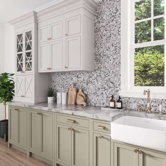 Bardiglio Penny Rounds Marble Polished Mosaic Tile | Tile Club