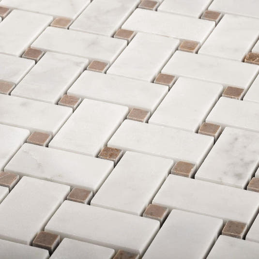 Cararra Marble Basket Weave Pattern Tile