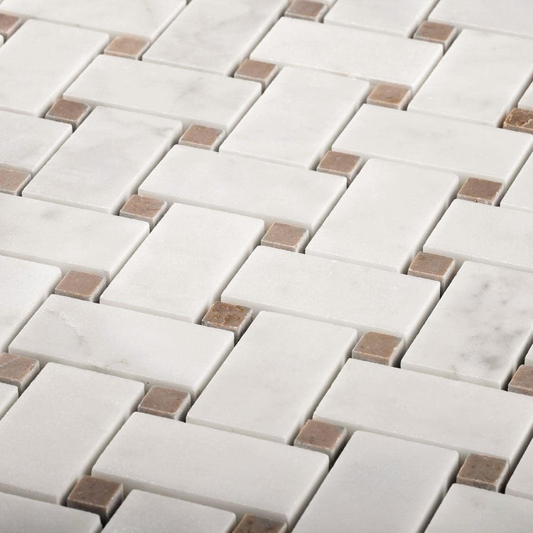 Cararra Marble Basket Weave Pattern Tile