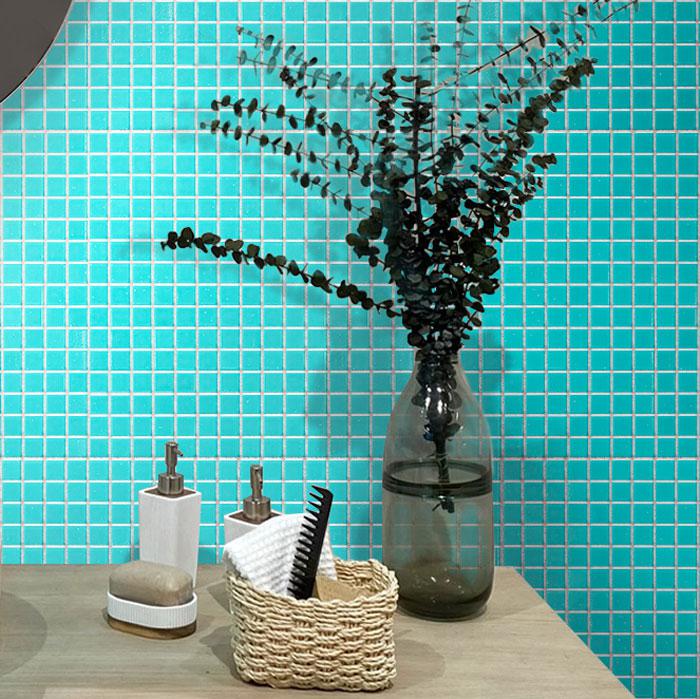 Beach Blue Squares Glass Pool Tile | Tile Club