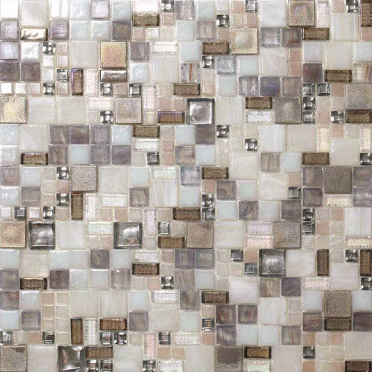 Beige Mini Versailles Glass Mosaic Tile | Tile Club | 