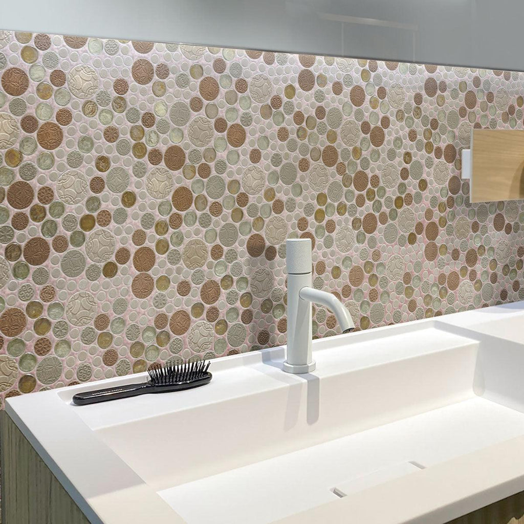 Beige Mixed Color Bubble Mosaic Tile | Tile Club