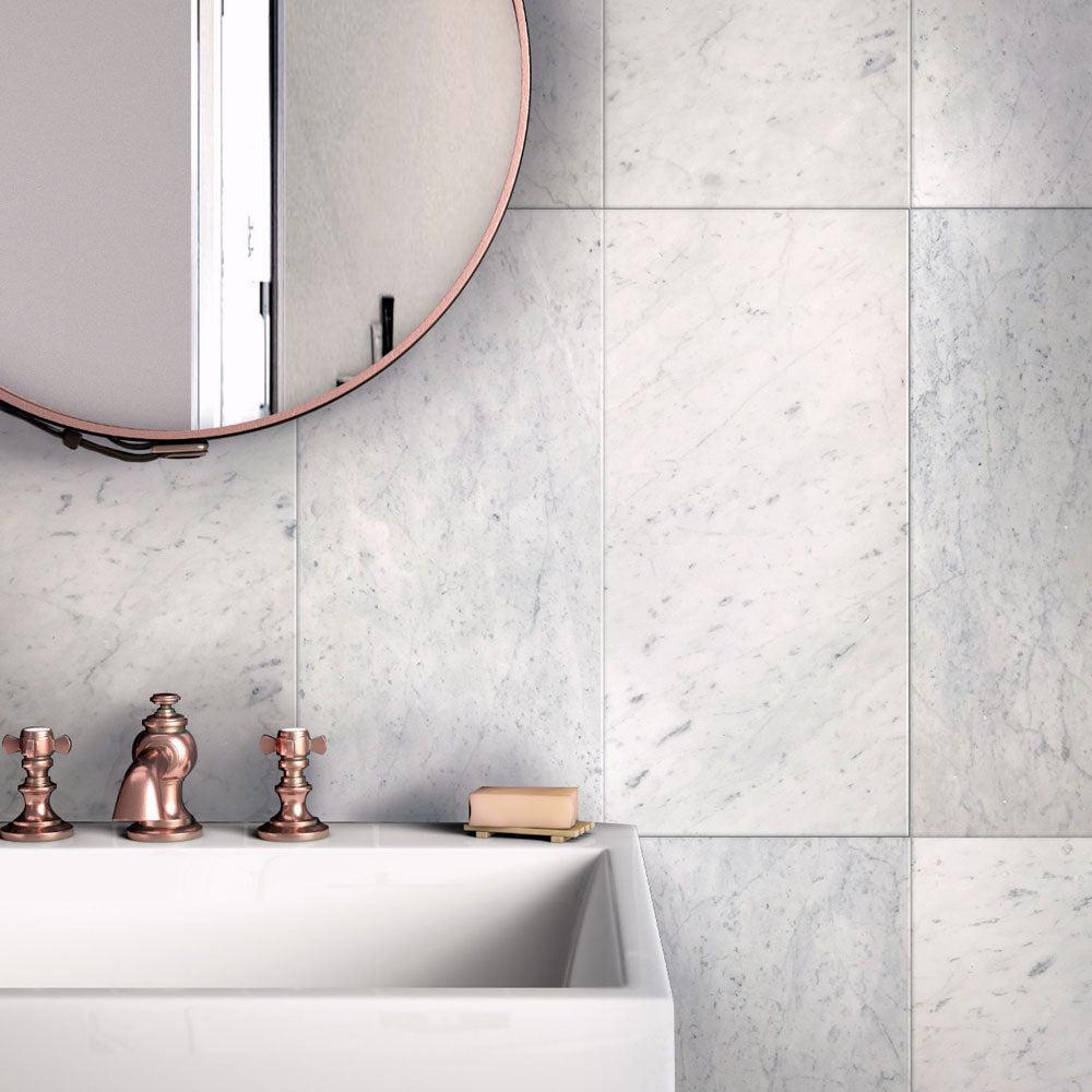 12x24" Large Format Carrara marble tiles for floors and walls