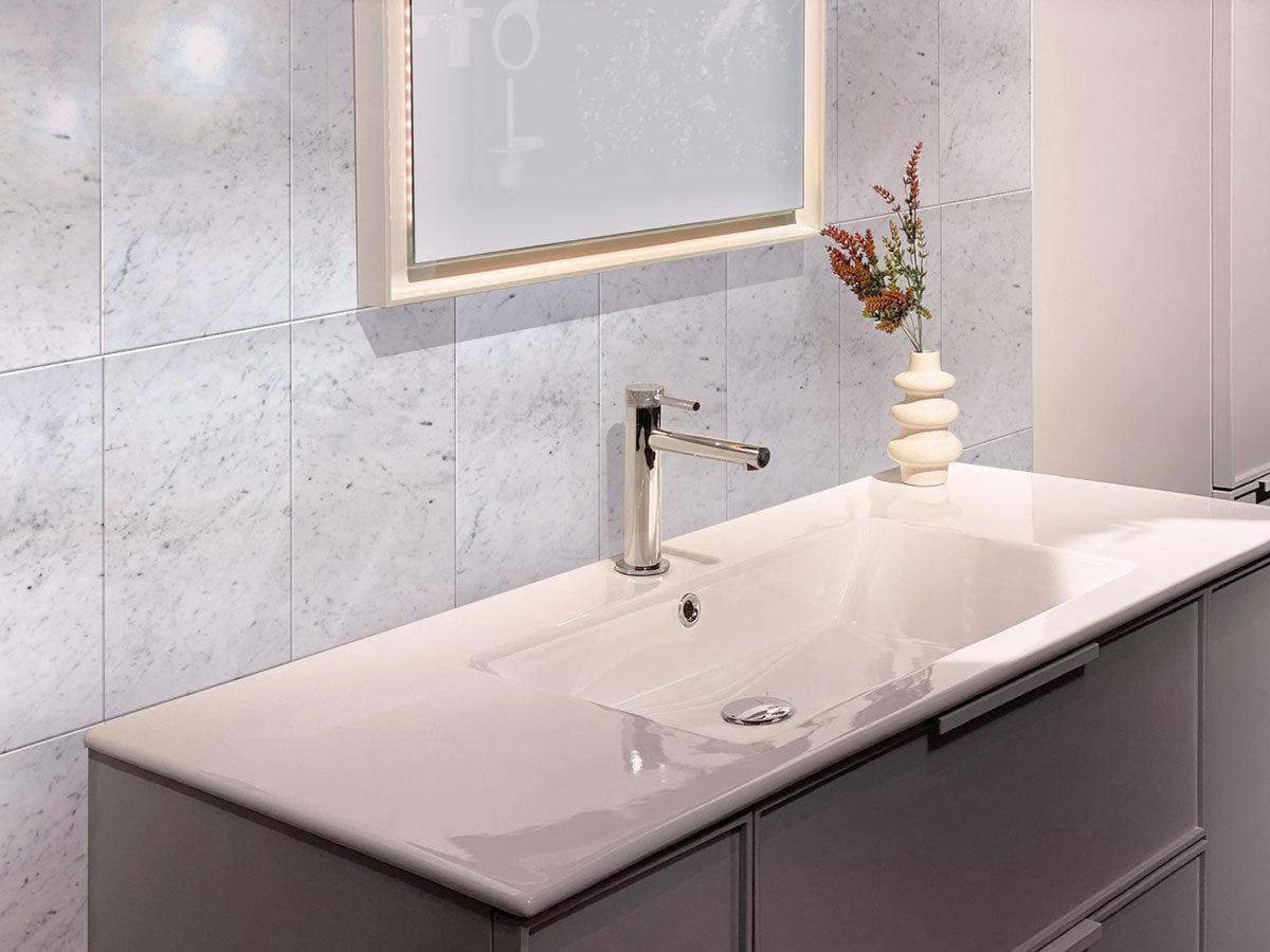 Bianco Carrara 12X24 Polished Marble Tile bathroom wall