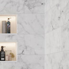 Bianco Carrara Large Marble Subway Tile Shower Wall