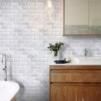 Bianco Carrara Beveled Marble Subway Tile