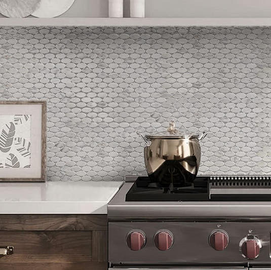 Bianco Carrara Oval Mosaic Tile | Tile Club