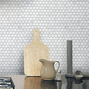 Bianco Carrara Penny Round Honed Marble Tile | Tile Club