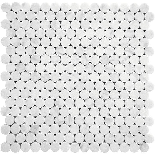 White Marble Penny Round Mosaic Tile