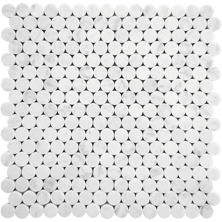 White Marble Penny Round Mosaic Tile