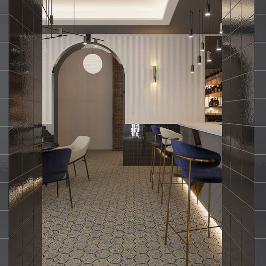 Black and Gray Terrazzo Geometric Mosaic Tile | Tile Club