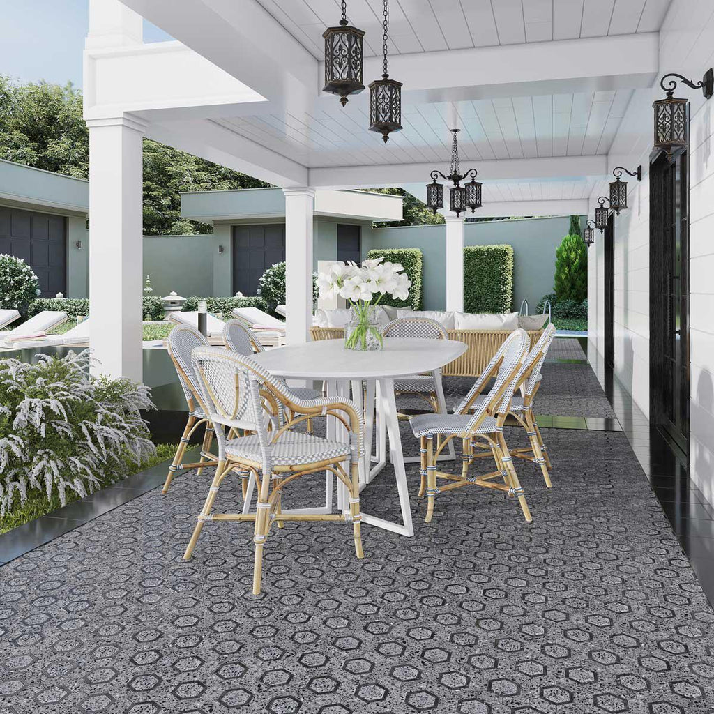 Black and Gray Terrazzo Hexagon Mosaic Tile | Tile Club