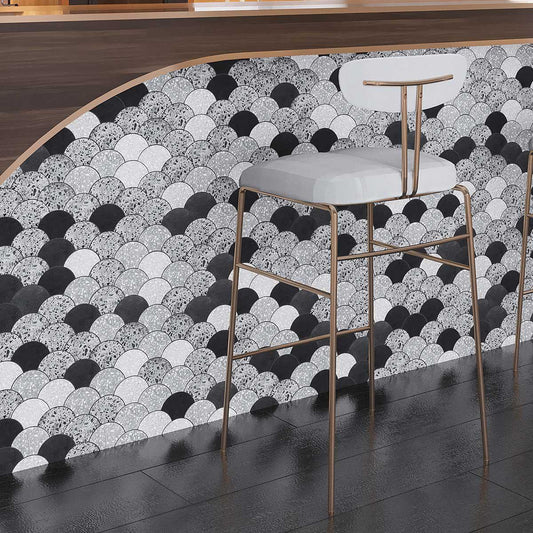 Black and Gray Terrazzo Scale Mosaic Tile