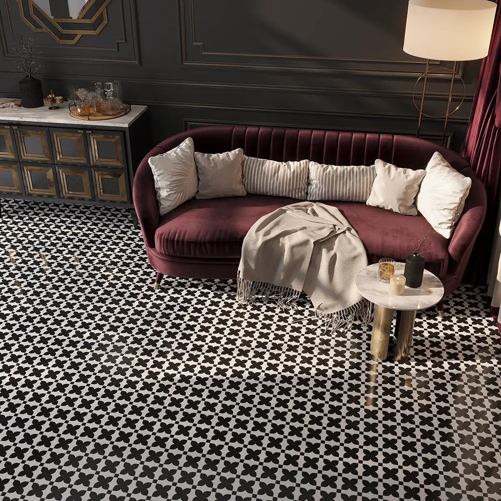 Black and White Marble Stars Mosaic Tile | Tile Club