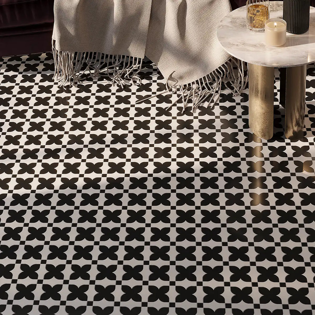 Black and White Marble Stars Mosaic Tile | Tile Club