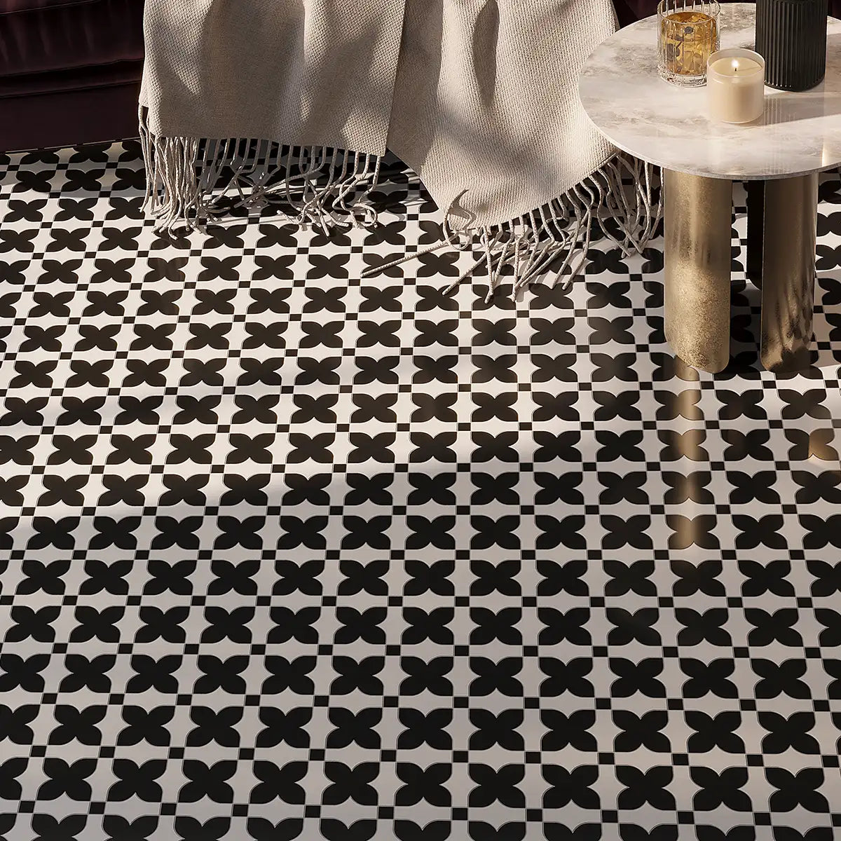 Black and White Marble Stars Mosaic Tile | Tile Club