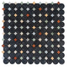Black and White Starry Night Penny Round Marble Mosaic Tile