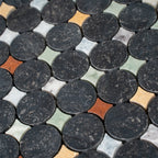 Black and White Starry Night Penny Round Marble Mosaic Tile