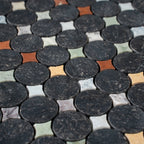Black and White Starry Night Penny Round Marble Mosaic Tile