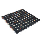 Black and White Starry Night Penny Round Marble Mosaic Tile