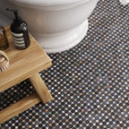 Black and White Starry Night Penny Round Marble Mosaic Tile | Tile Club