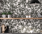 Black and White Terrazzo Backsplash