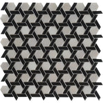 black and white hexagon mosaic tile
