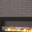 Black Gator Etched Subway Marble Tile Fireplace Surround