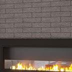 Black Gator Etched Subway Marble Tile Fireplace Surround