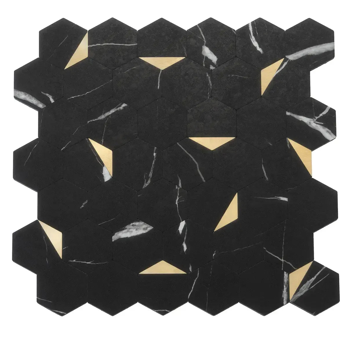 Black and Gold Hexagon Peel and Stick Tile | Tile Club