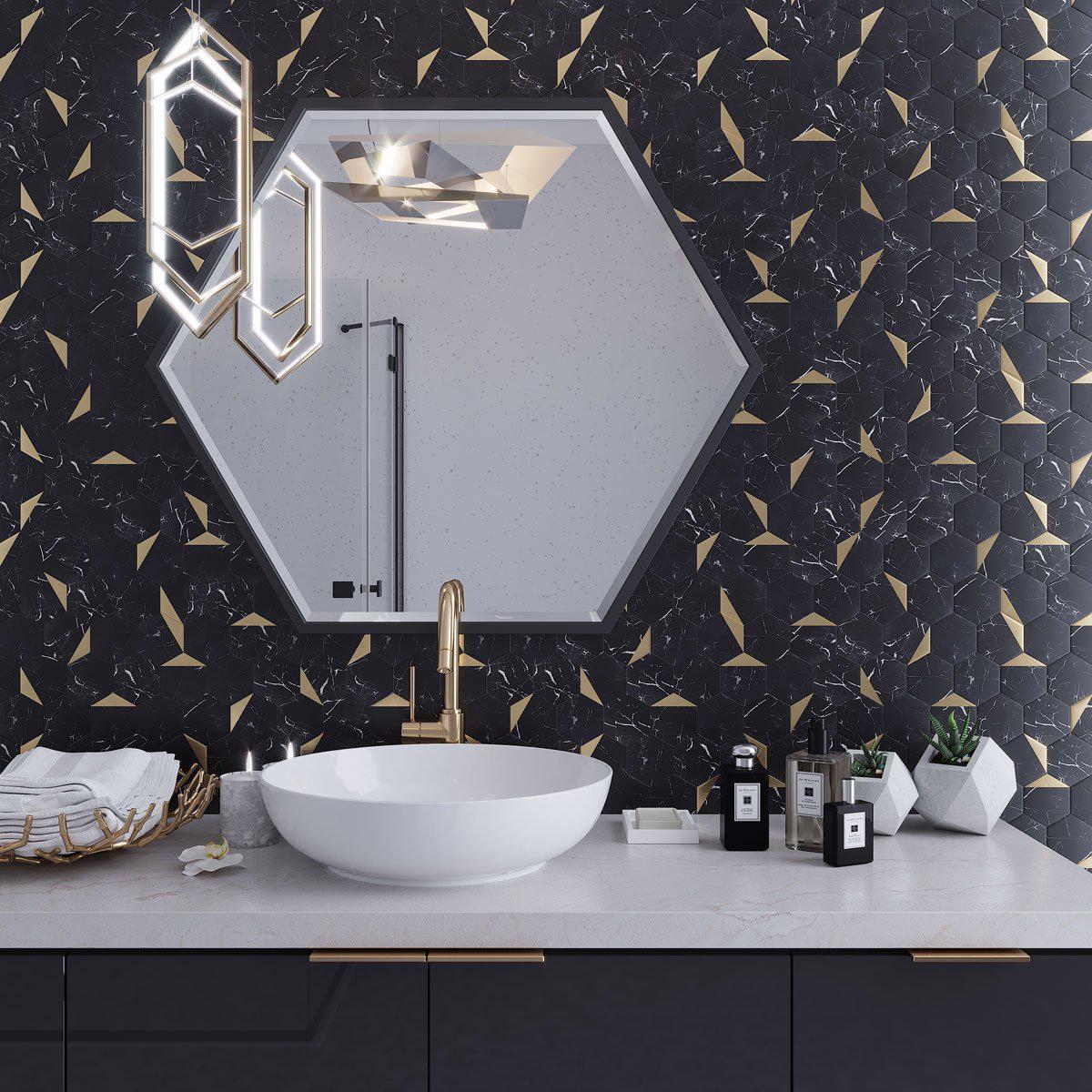 Bathroom Design Inspiration - Brass Accents Add A Glamorous Metallic Touch