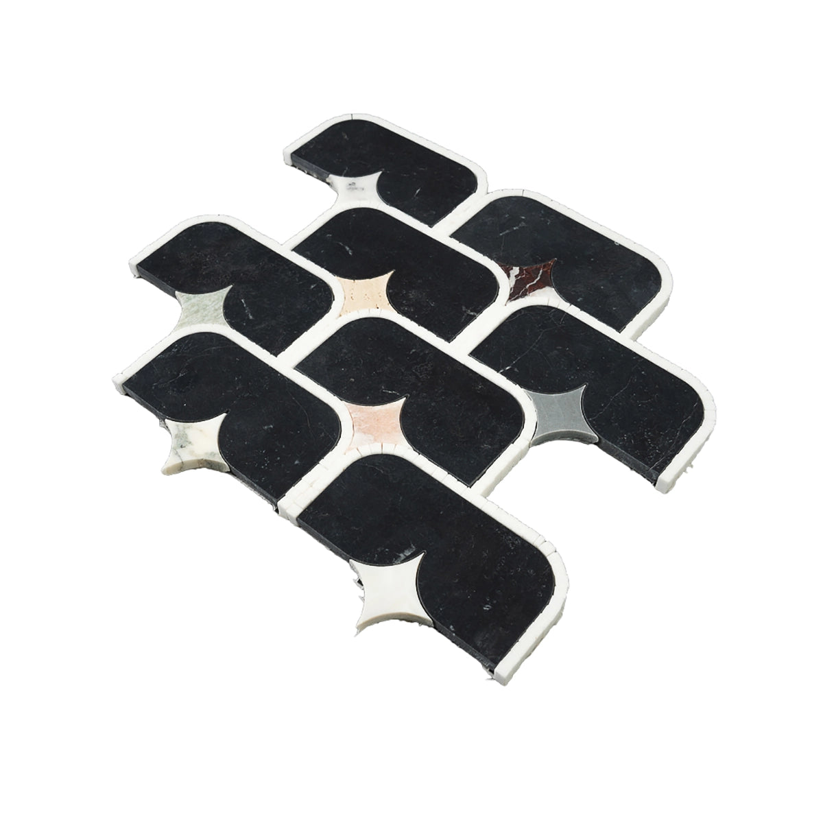 Black Stadium and Multicolor Stars Marble Mosaic Tile