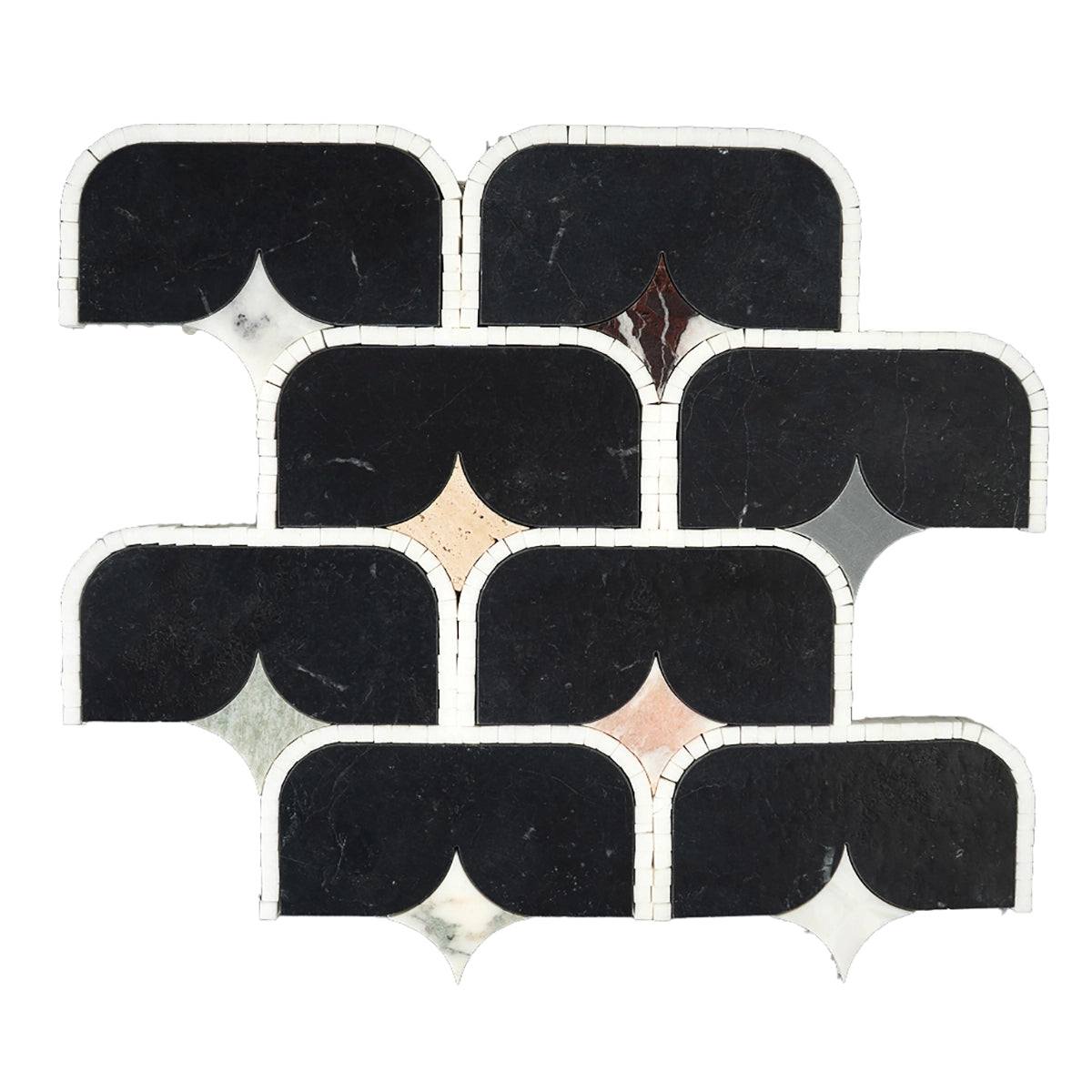 Black Stadium and Multicolor Stars Marble Mosaic Tile