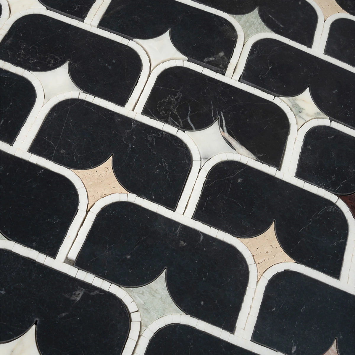 Black Stadium and Multicolor Stars Marble Mosaic Tile