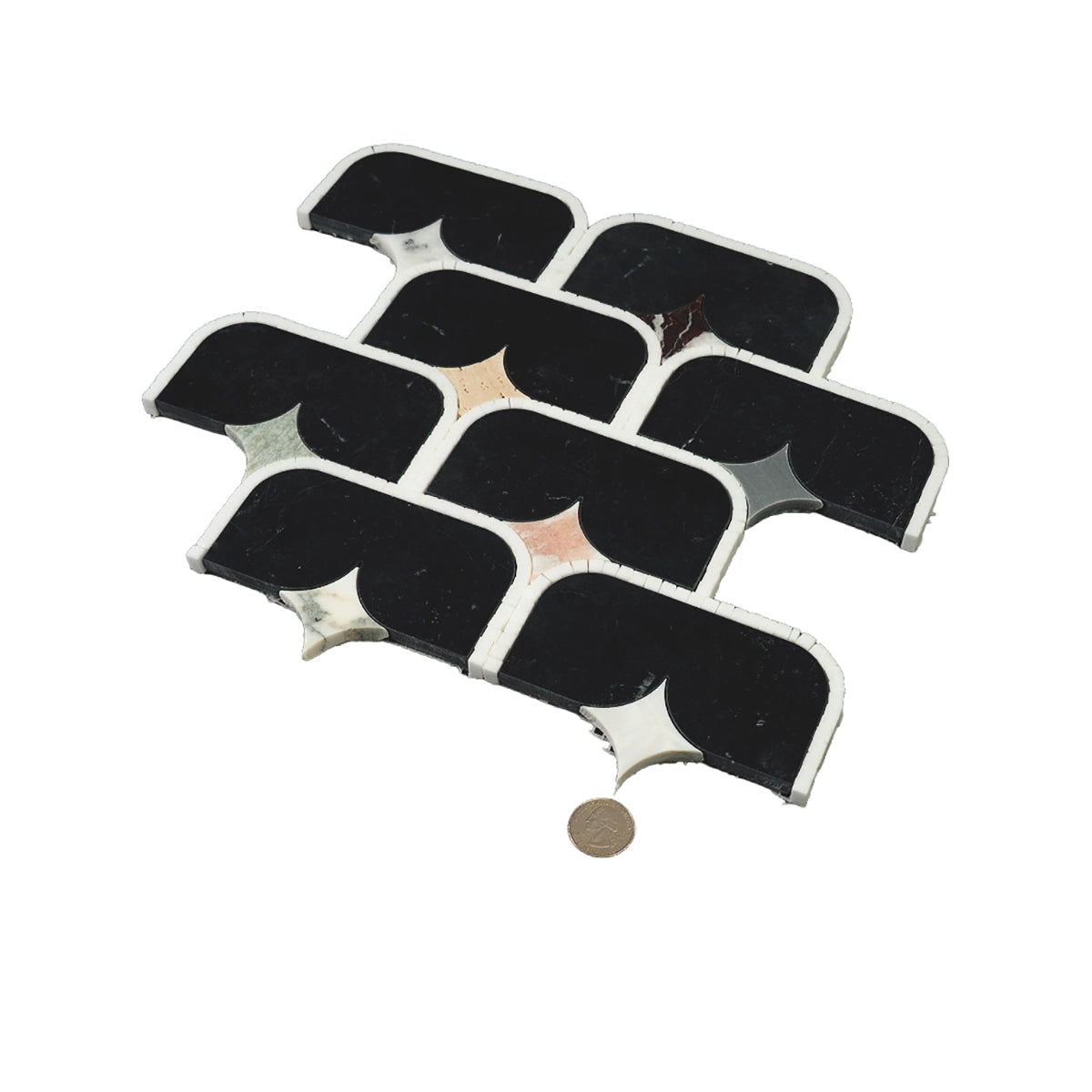 Black Stadium and Multicolor Stars Marble Mosaic Tile