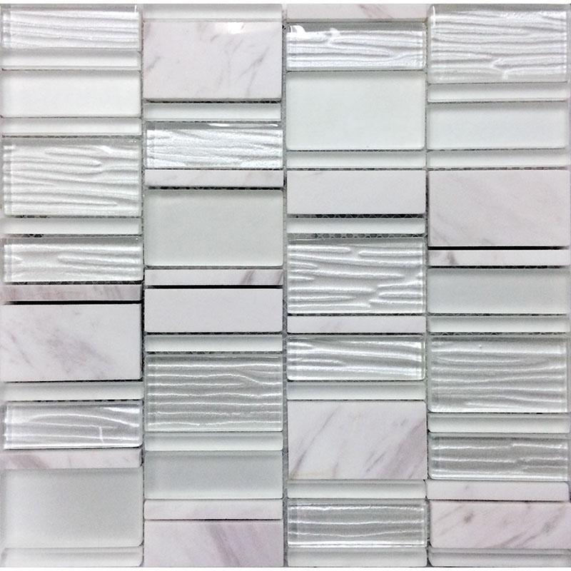 Blocks Pear White Marble And Glass Mosaic Tile | Tile Club