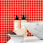 Blood Orange Squares Glass Pool Tile | Tile Club