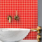 Blood Orange Squares Glass Pool Tile | Tile Club