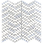 Blue and White Chevron Marble Mosaic Tile