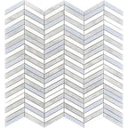 Blue and White Chevron Marble Mosaic Tile