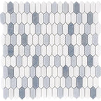 Blue and White Mini Picket Marble Mosaic Tile | Tile Club