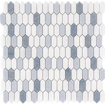 Blue and White Mini Picket Marble Mosaic Tile Sample