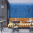 Blue wall tile backsplash commercial restaurant