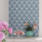 Blue Frost Diamond Glass Mosaic Tile Wall Close-up