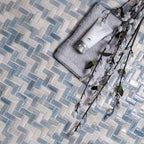 Blue Pearl Herringbone Mosaic Tile