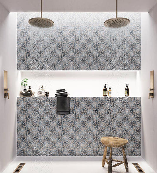 Blue Pearl Herringbone Mosaic Tile | Tile Club