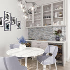 Home Bar Backsplash with Blue Wooden Glass Subway Mosaic Tile