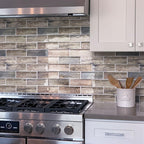 Blue Wooden Glass Subway Mosaic Tile Kitchen Backsplash