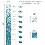 Blue and White Gradient Squares Glass Pool Tile | Tile Club