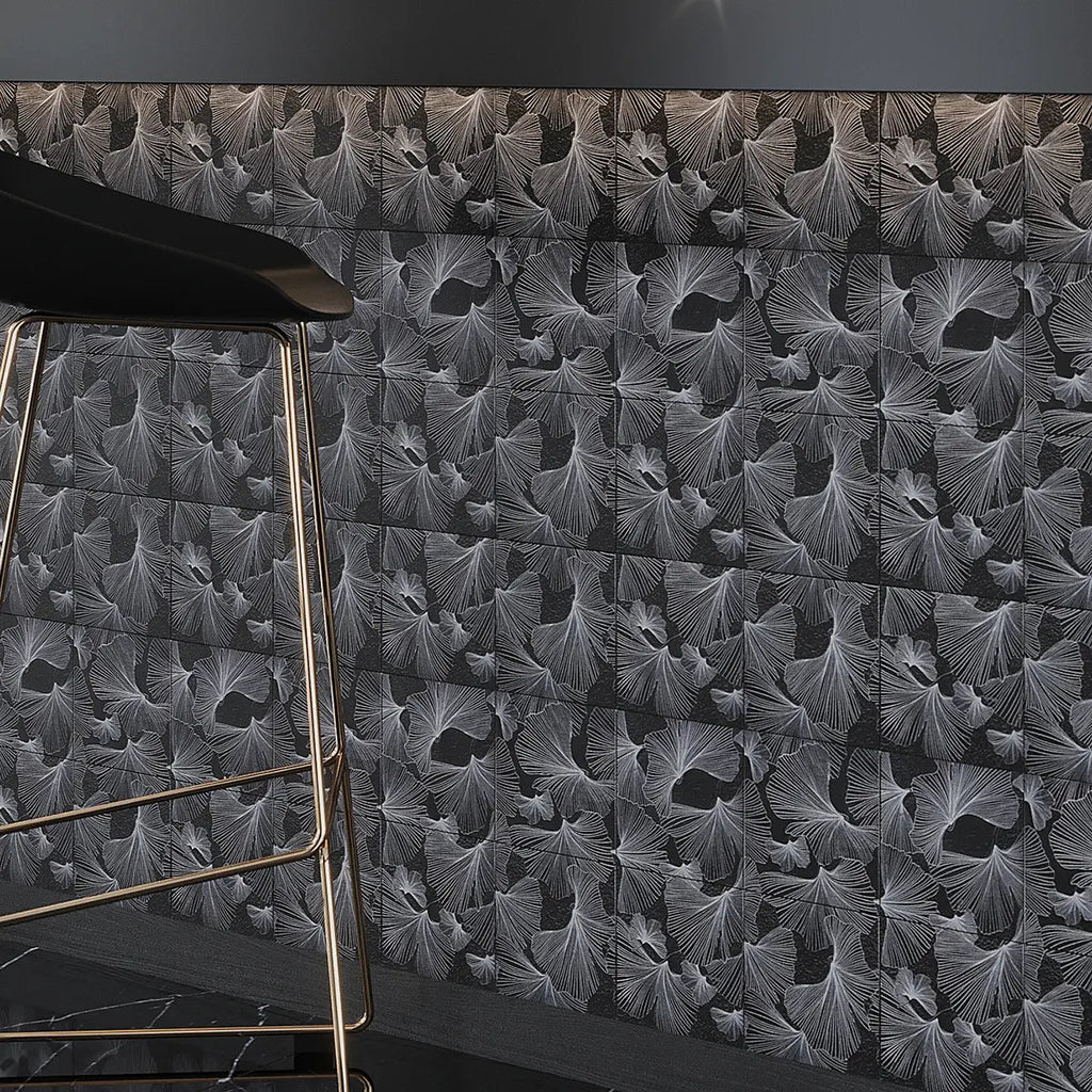 Bluma Gingko Black Etched Marble Mosaic | Tile Club